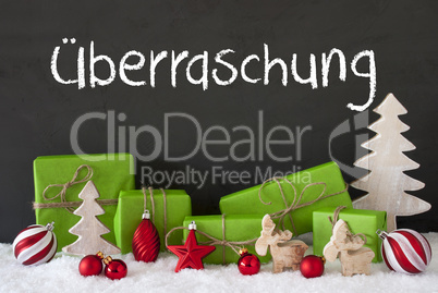 Christmas Decoration, Cement, Snow, Ueberraschung Means Surprise