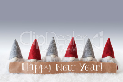 Gnomes, Green Background, Text Happy New Year