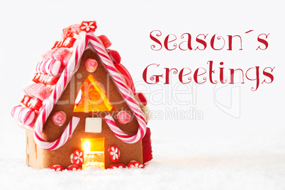 Gingerbread House, White Background, Text Seasons Greetings
