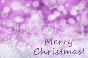 Pink Bokeh Background, Snow, Text Merry Christmas