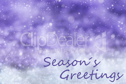 Purple Christmas Background, Snow, Snowflakes, Text Seasons Greetings