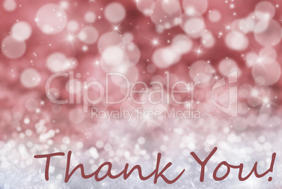 Red Bokeh Christmas Background, Snow, Text Thank You