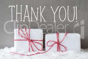 Two Gifts With Snow, Text Thank You