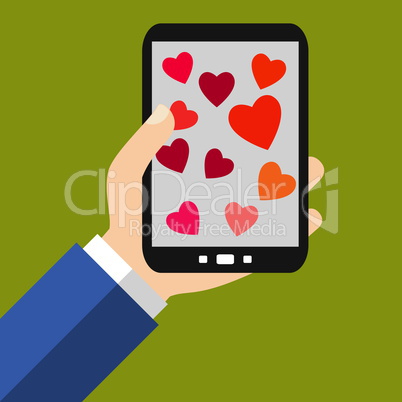 Rote Herzen auf dem Smartphone