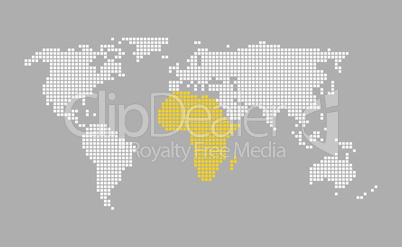 Moderne Pixel Weltkarte grau orange: Afrika