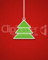 Gestreifte rote Weihnachtskarte mit Weihnachtsbaum