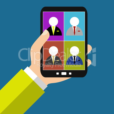 Vier Businessmänner auf dem Smartphone
