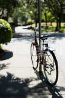 Blur view of bicycle parked in a park