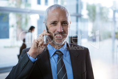 Businessman talking on mobile phone