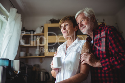 Senior couple standing in kitchen