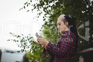 Woman using digital tablet