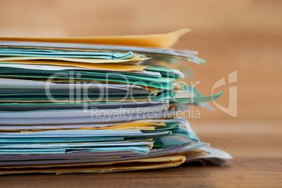 Stack of files on table