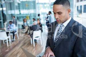 Businessman working on laptop