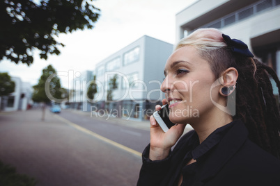 Businesswoman talking on mobile phone