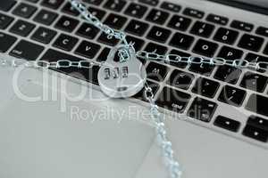 Locked laptop with chain lock