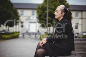 Businesswoman with eyes closed relaxing