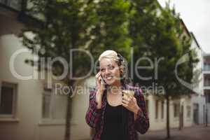 Woman talking on mobile phone