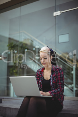 Woman using laptop