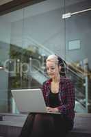 Woman using laptop