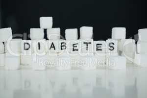 Sugar cubes spelling out diabetes