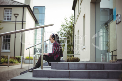 Woman using laptop