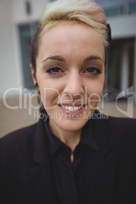 Close-up of smiling businesswoman