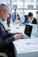 Businessman working on laptop