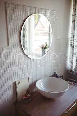 View of wash basin and mirror