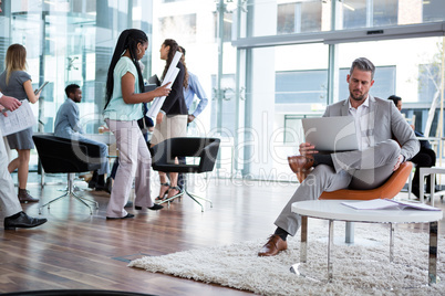 Businessman working on laptop