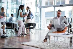 Businessman working on laptop