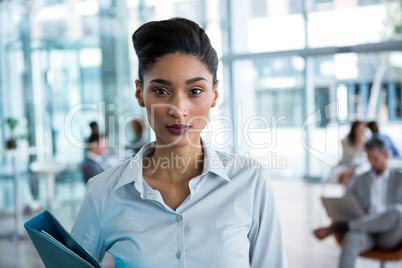 Businesswoman holding file in office