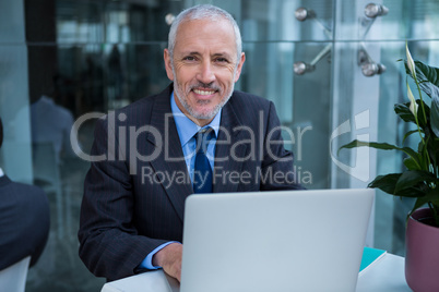 Businessman working on laptop