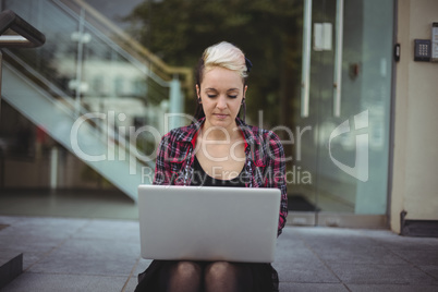 Woman using laptop