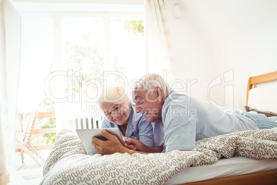 Senior couple using digital tablet