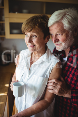 Senior couple standing in kitchen