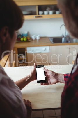 Senior couple using mobile phone