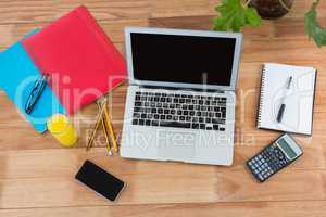Office accessories with mobile phone and laptop