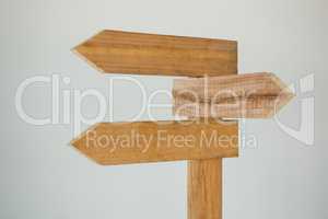 Wooden arrow direction sign post