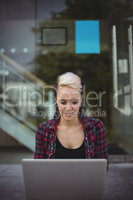 Woman using laptop