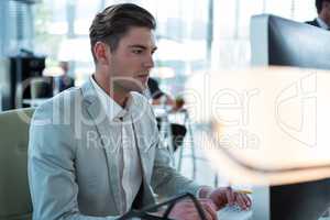 Businessman working on computer