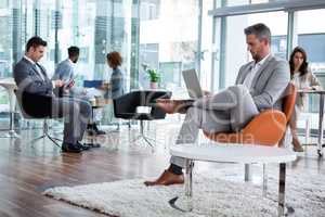 Businessman working on laptop