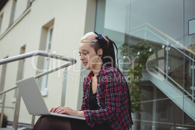 Woman using laptop