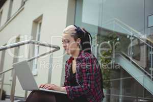 Woman using laptop