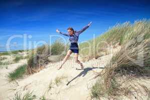 young girl jumping