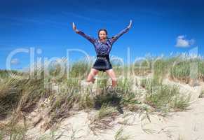 young girl jumping
