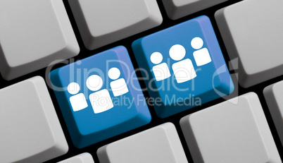 Blaue Computer Tastatur: 2 Gruppen