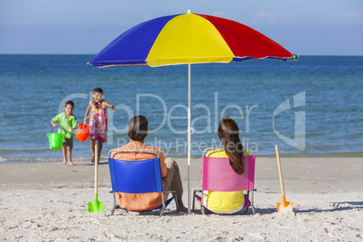 Mother Father Daughter Son Parents Children Family on Beach