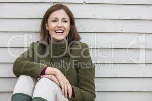 Happy Attractive Middle Aged Woman Laughing