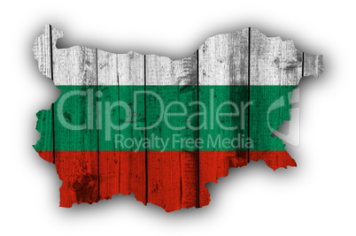 Karte und Fahne von Bulgarien aufs verwittertem Holz