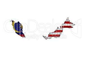 Karte und Fahne von Malaysia auf Wellblech